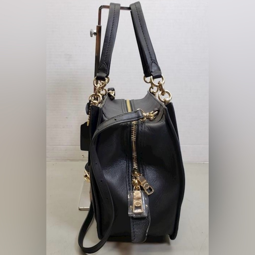 COACH Dreamer 36 Black Smooth Leather Satchel Gold - Picture 7 of 11